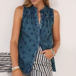 Anthropologie Teal Sleeveless Blouse